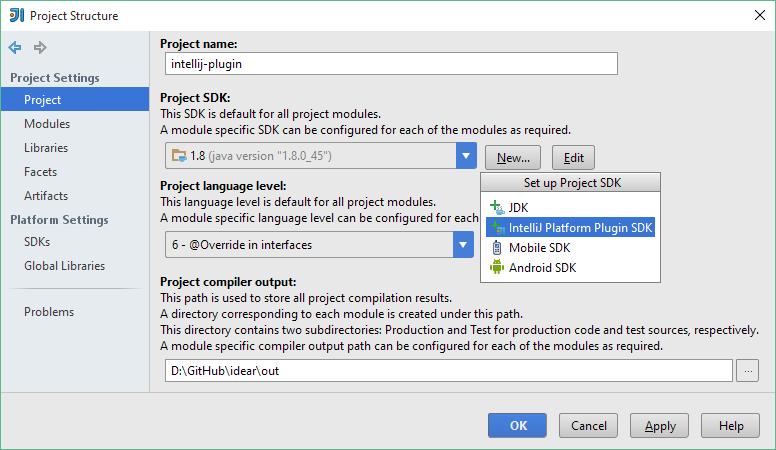 Create IntelliJ Platform SDK