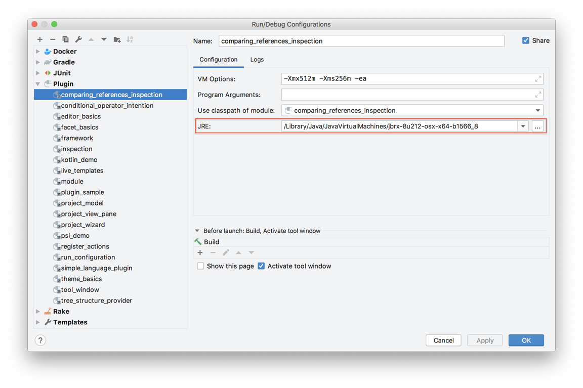 Setting Run Configuration JRE