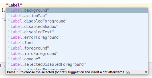 UI Control Key Code Completion